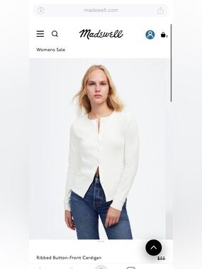 Madewell white Ribbed Button-Front Cardigan size XS